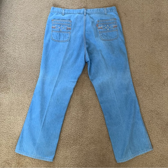 Vintage 70s Levi’s Orange Tab Light Wash Denim Jeans 38x34 - Picture 8 of 11